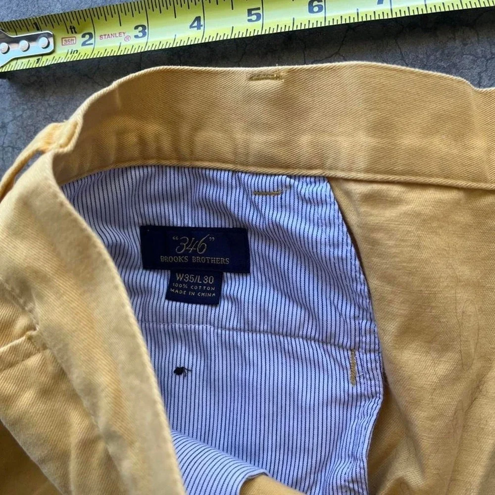 Brooks Brothers Yellow Cotton Chino Pants Size: 33x30